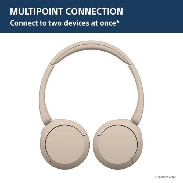 Sony WH-CH520 Wireless Bluetooth Headphones on Ear with Mic, Up to 50Hrs Battery, Quick Charge, DSEE Upscale, Multipoint Connectivity, Voice Assistant, Customized EQ-Beige - Image 4