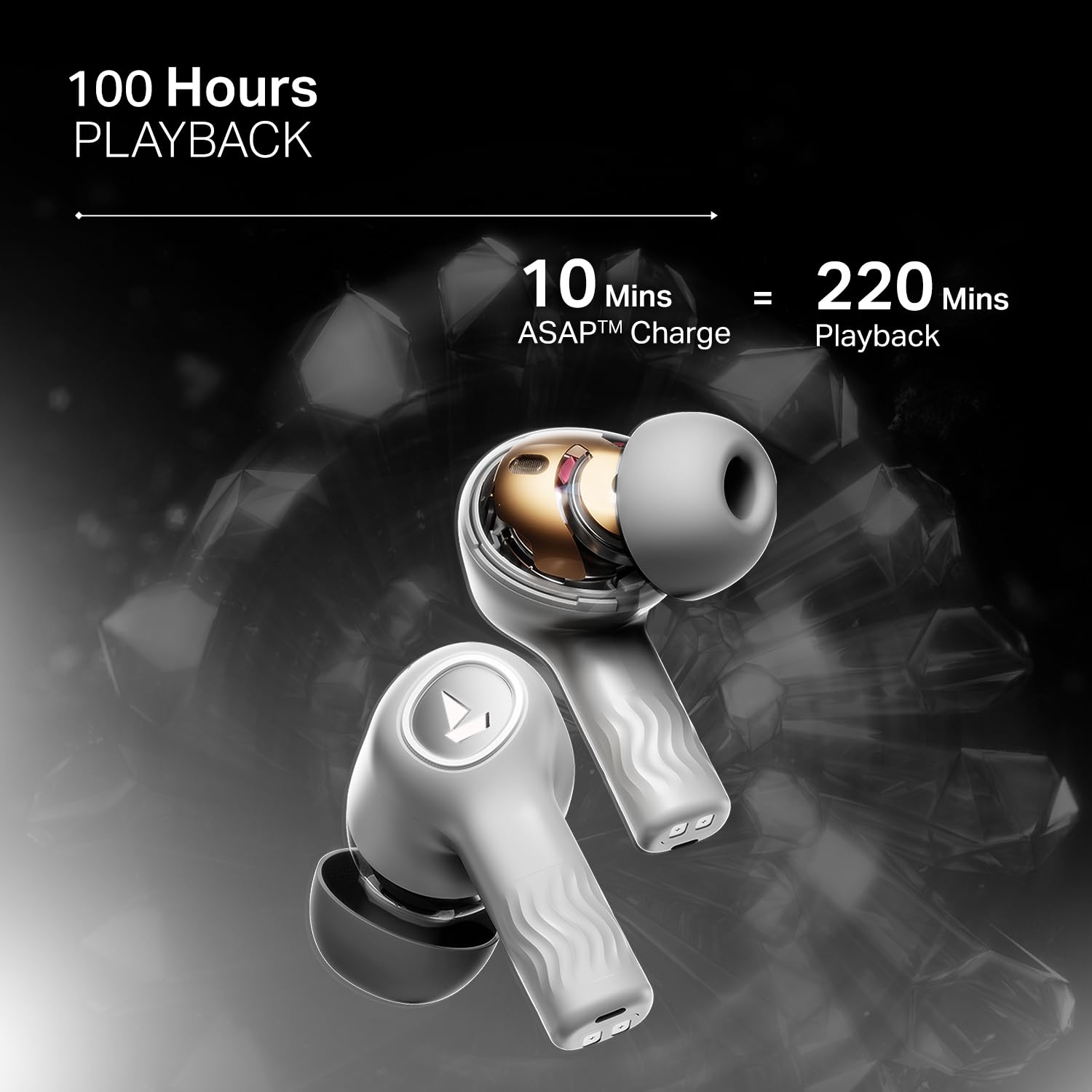 boAt Nirvana Crystl (2025 Launch), Transparent Case,Spatial Audio, ANC(~32dB), 100Hrs Battery,4Mics ENx,App Support, Bluetooth Earbuds, TWS Ear Buds Wireless Earphones with mic - Image 2