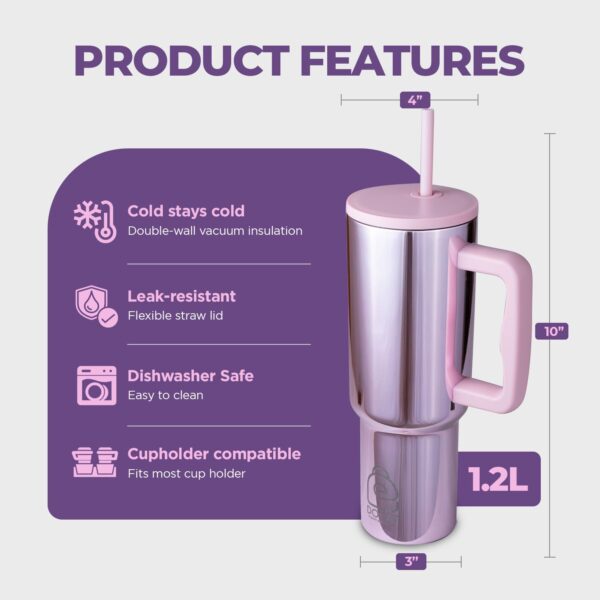 DOCAT 1200ML Stainless Steel Tumbler with Lid and Straw, Hot and Cold Double Insulated Sipper Mug - Image 7