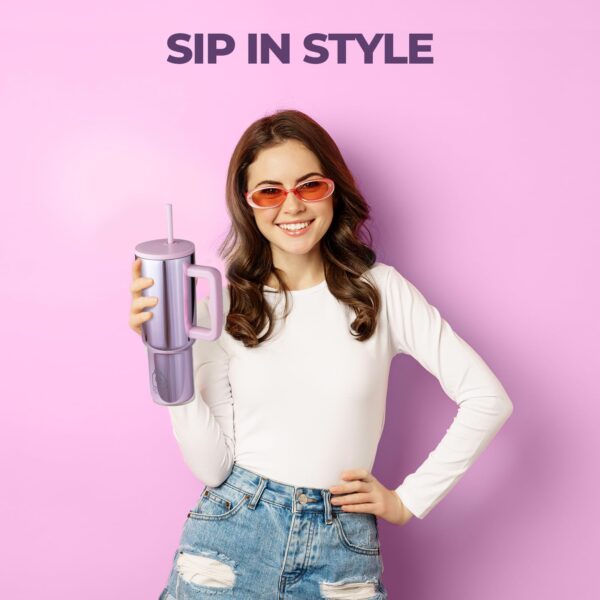 DOCAT 1200ML Stainless Steel Tumbler with Lid and Straw, Hot and Cold Double Insulated Sipper Mug - Image 4