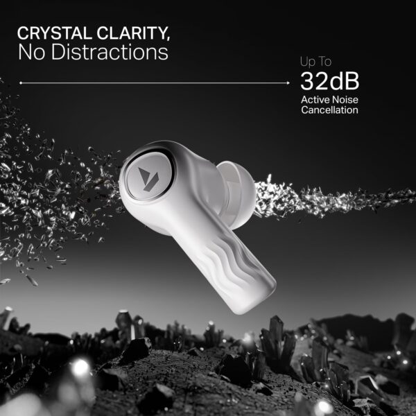 boAt Nirvana Crystl (2025 Launch), Transparent Case,Spatial Audio, ANC(~32dB), 100Hrs Battery,4Mics ENx,App Support, Bluetooth Earbuds, TWS Ear Buds Wireless Earphones with mic - Image 4